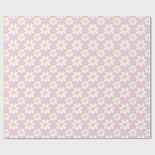 Papel De Presente Padrão de margarida branca rosa