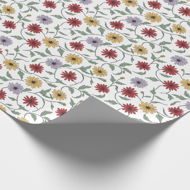 Papel De Presente Padrão de Margarida em Estilo Caneta e Tinta Rabis (Ponta)