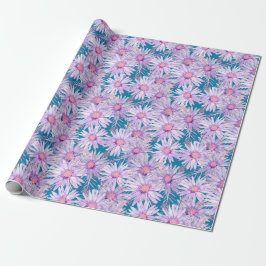 Papel De Presente Padrão de Margarida Roxa Retro Groovy