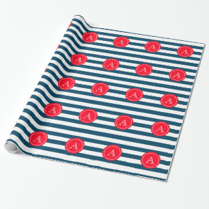 Papel De Presente Padrão de marinho azul e branco