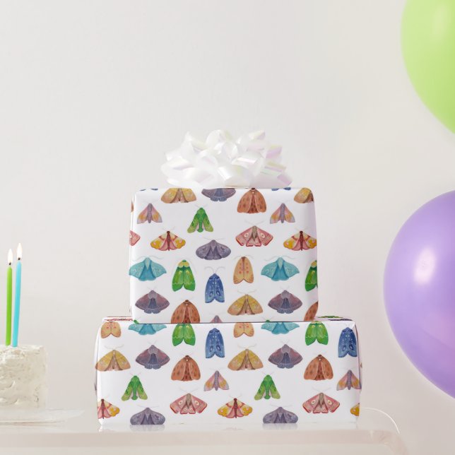 Papel De Presente Padrão de mariposa noturna mágica. Borboleta místi (Presentes para festas)