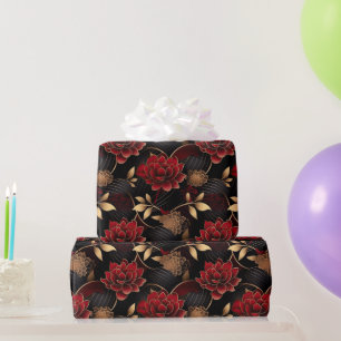 Papel De Presente Padrão de mármore azul, preto e Dourado