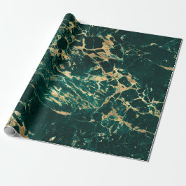 Papel De Presente Padrão de Mármore Teal e Dourado Moderno