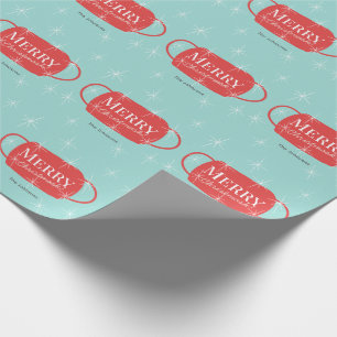 Papel De Presente Padrão de máscara vermelha de máscara de Natal 