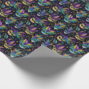 Papel De Presente Padrão de Máscaras do Mardi Gras