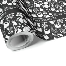 padrão de material escolar preto e branco