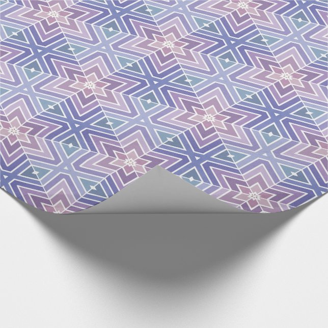 Papel De Presente Padrão de Maze Geométrico de lavanda e Azul (Ponta)