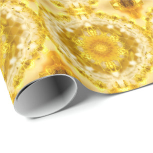 Papel De Presente Padrão de Medalhão no Padrão de Batik Amarelo de M