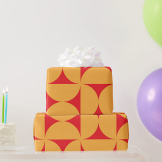 Papel De Presente Padrão de meio círculo laranja do meio século em v