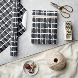 Papel De Presente Padrão de Meios Corações Preto e Branco para Todas