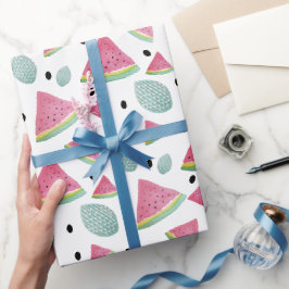 Papel De Presente Padrão de Melancia Aquarela Pintado à Mão