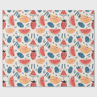 Papel De Presente Padrão de Melancia | Casa de Frutas de Verão Sem C