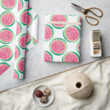 Padrão de melancia em aquarela rosa e verde