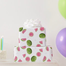 Papel De Presente Padrão de Melancia Rosa-Verão