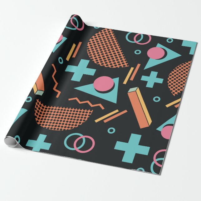 Papel De Presente Padrão de Memphis Vintage 90s (Desenrolado)