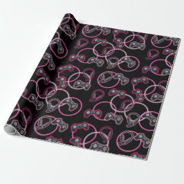 Papel De Presente Padrão de Meninas Rosa Neon Jogo de Vídeo