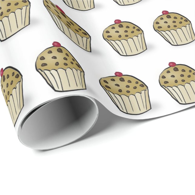 Papel De Presente Padrão de Mini Muffins Cute (Ponta do rolo)
