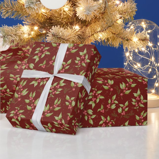 Papel De Presente Padrão de Mistura de Natal em Vermelho (Feriados)