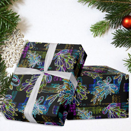 Papel De Presente Padrão de Mistura de Natal Negra