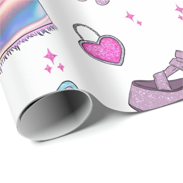 Papel De Presente Padrão de Moda Estética do Milênio Y2K (Ponta do rolo)