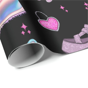 Papel De Presente Padrão de Moda Estética do Milênio Y2K