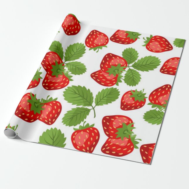 Papel De Presente Padrão de morango (Desenrolado)