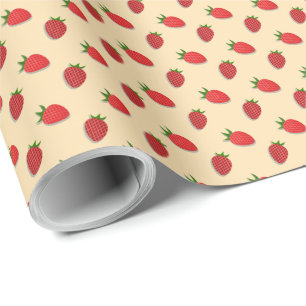 Papel De Presente Padrão de morango para verão de frutas