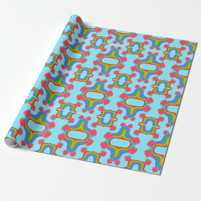 Papel De Presente padrão de morangos (Desenrolado)