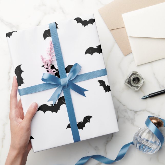 Papel De Presente Padrão de Morcego de Halloween Assustador (Presentear)