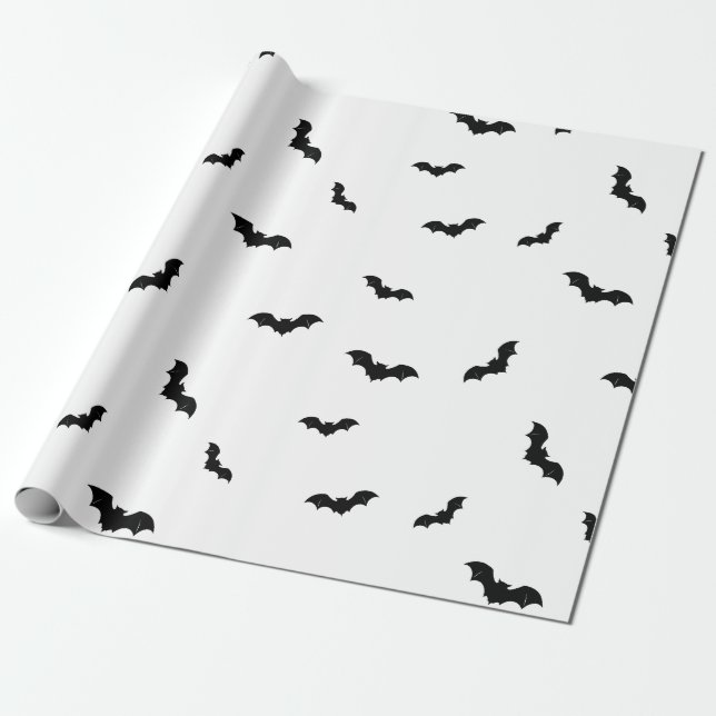 Papel De Presente Padrão de Morcego de Halloween Assustador (Desenrolado)