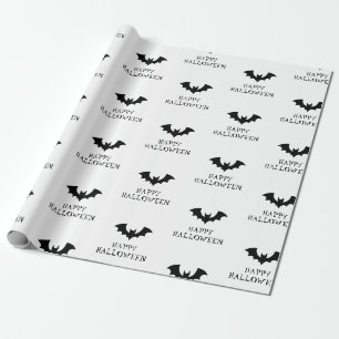 Papel De Presente Padrão de morcegos brancos e pretos do Halloween