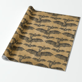 Papel De Presente Padrão de Morcegos Vintage