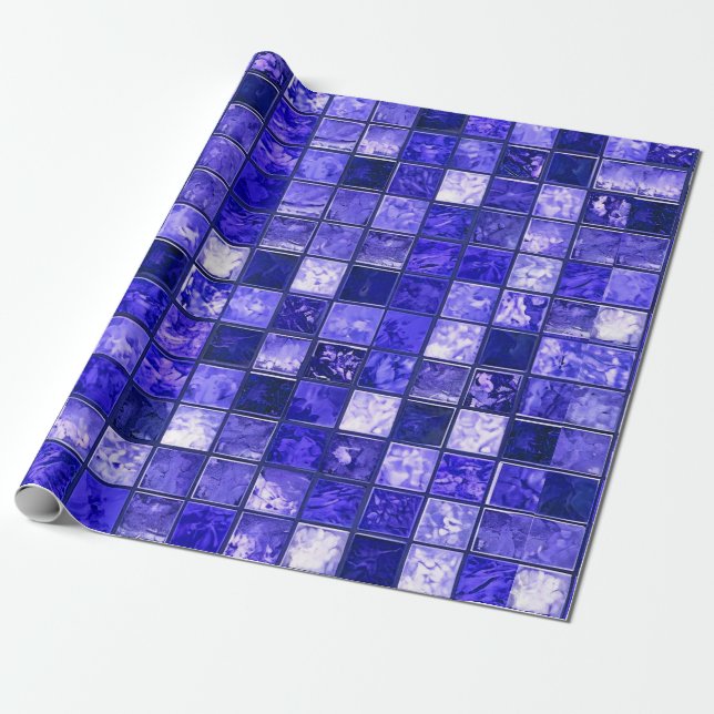 Papel De Presente Padrão de mosaico azul (Desenrolado)