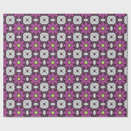 Papel De Presente Padrão de mosaico floral roxo ousado e artístico
