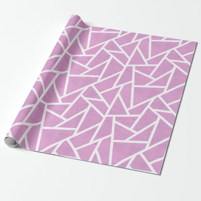 Papel De Presente Padrão de mosaico rosa e branco (Desenrolado)