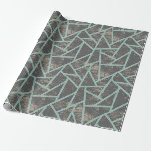 Papel De Presente Padrão de mosaico verde-claro e cinza