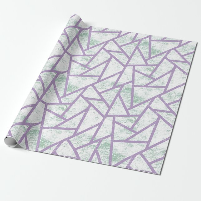 Papel De Presente Padrão de mosaico verde-lavanda e claro (Desenrolado)