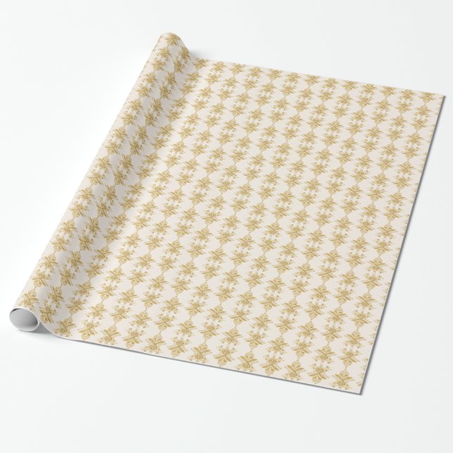 Papel De Presente Padrão de Motivo Egípcio Dourado (Desenrolado)