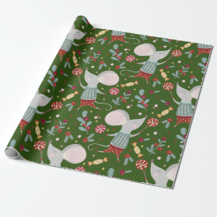 Papel De Presente Padrão de Mouse Feliz de Natal