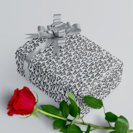 Papel De Presente Padrão de na moda Black e White Hearts