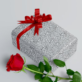 Papel De Presente Padrão de na moda Black e White Hearts