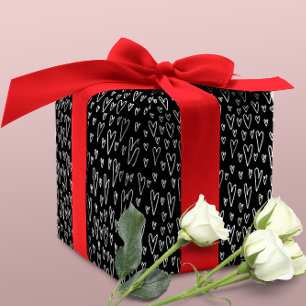 Papel De Presente Padrão de na moda Black e White Hearts
