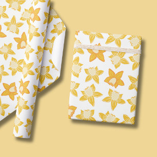 Papel De Presente Padrão de Narciso de Primavera