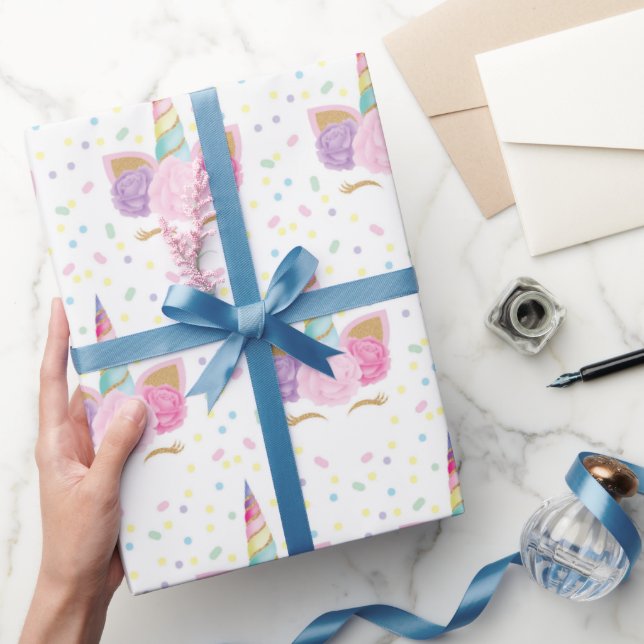 Papel De Presente Padrão de Nascimento do Unicórn (Presentear)