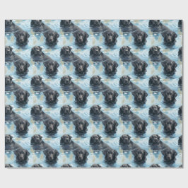 Papel De Presente Padrão de Natação do Labrador Preto