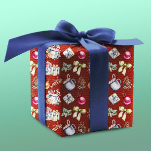 Papel De Presente Padrão de natais vintages vermelhos festivos