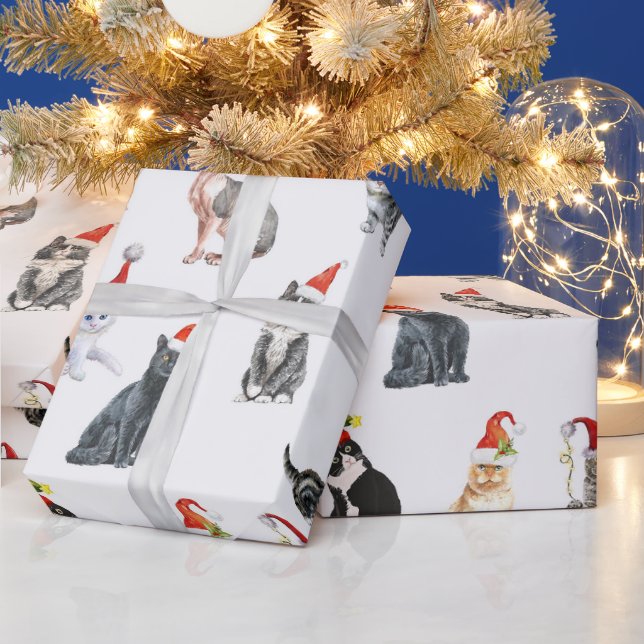Papel De Presente Padrão de Natal Adorável do Gatinho Catmas (Feriados)