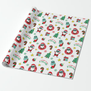 Papel De Presente Padrão de Natal alienígena