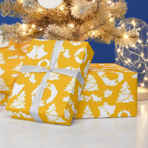 Papel De Presente Padrão de Natal Amarelo
