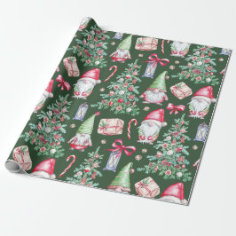 Papel De Presente Padrão de Natal Árvore de Natal Gnome Fofo Present